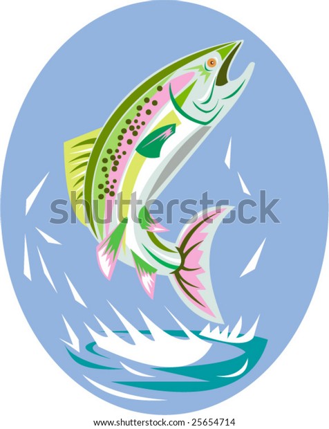 rainbow fish jumping line art