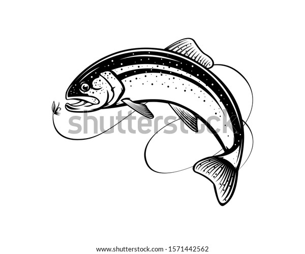 Rainbow Trout Jumping Out Watersalmon Isolated Stock Vector (Royalty ...