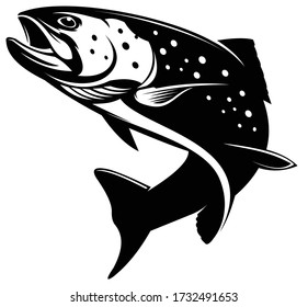 Rainbow Trout logo, Unique And Fresh Rainbow Trout fish jumping out of the water, Great for your rainbow fishing activity. 