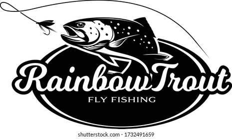 Rainbow Trout logo, Unique And Fresh Rainbow Trout fish jumping out of the water, Great for your rainbow fishing activity. 