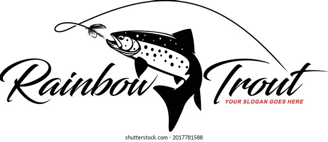 Rainbow Trout Logo. Unique and Fresh Rainbow Trout jumping out of the water. Great to use this Vector as your Fishing  Fly fishing Activity. 