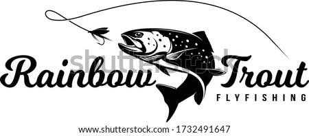 Rainbow Trout logo, Unique And Fresh Rainbow Trout fish jumping out of the water, Great for your rainbow fishing activity. 