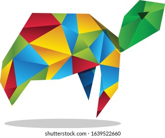 Rainbow Turtle tortoise polygon character design
