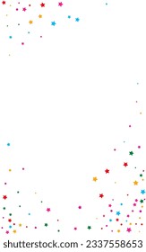 Rainbow Twinkle Vector White Background Rain Template. Celebrate Shimmer Glow Border. Starry Vector White Background Banner. Color Elegant Sky Illustration.