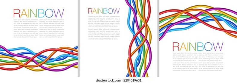 Rainbow twisted bright vibrant wares set. Vector illustration 