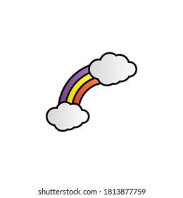 Rainbow, two clouds color gradient vector icon
