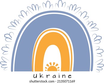 rainbow with Ukraine flag colors..The concept of war in Ukraine