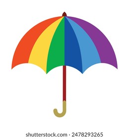 Rainbow Umbrella flat Vector Illustration