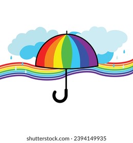 rainbow, rainbow umbrella and sky