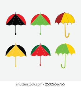 Rainbow umbrella vector bundle at sunset, Vector bundle, Large open umbrella vector,
colorful umbrella isolated on white, Rain umbrella with handle, Insurance Line Vector Icon,