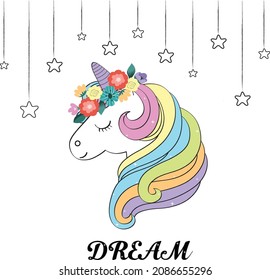 ILUSTRACIÓN DEL VECTOR DEL SUEÑO UNICORN DE LLUVIA