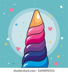 rainbow unicorn horn with cute decoration vector illustration design