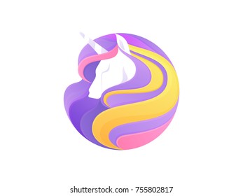 Rainbow unicorn icon isolated on white background. Vector unicorn head with a rainbow mane