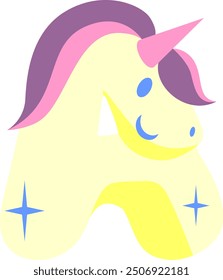 Rainbow Unicorn Letter Alphabet Vector Element
