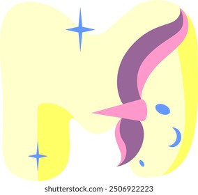 Rainbow-Einhorn-Buchstabe Alphabet-Vektorelement