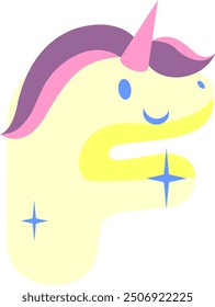 Elemento de Vector del alfabeto de la letra del unicornio del arco iris