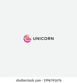 rainbow unicorn logo mascot design modern