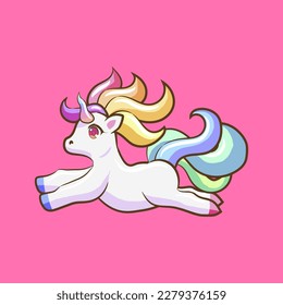 Rainbow Unicorn Mascot Logo Design Concept Vector svg