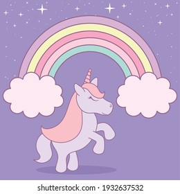 rainbow and unicorn on purple