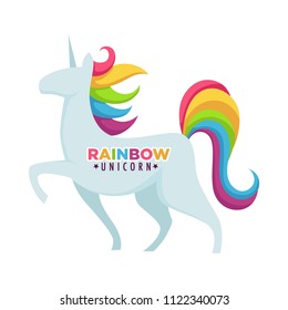 Rainbow unicorn poster with headline title vector illustration