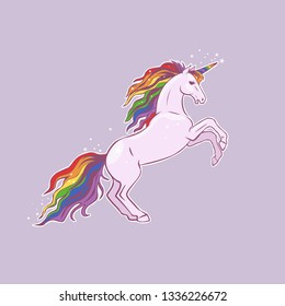 Rainbow unicorn. Vector hand drawn illustration