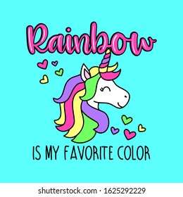 RAINBOW UNICORN VECTOR, SLOGAN PRINT