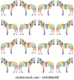 Rainbow Unicorn Zebra Seamless Pattern Rainbow Unicorn Vector Repeat Pattern for Textile Design, Fabric Printing, Stationary, Packaging, Wall paper or Background