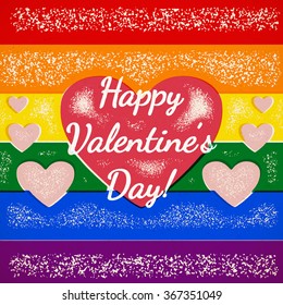 Rainbow Valentines Day card with gay heart and shifted colors