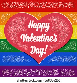 Rainbow Valentines Day card with gay heart and shifted colors