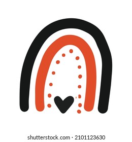 rainbow valentines day card illustration heart boho doodle