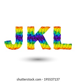 Rainbow Vector Alphabet Font In Triangular Design - Jay, Kay, El