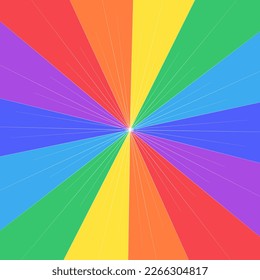 Rainbow vector background, colorful rays converging in the center, background for greeting card and poster, wallpaper.