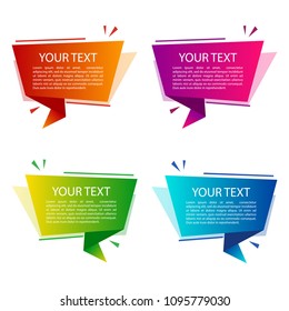 Rainbow vector banner ribbon, template tag icon. Space for your text. Colored halftone gradient illustration