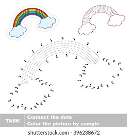 Rainbow in vector to be traced by numbers. Vector visual game for children.