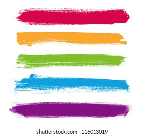 Rainbow vector brush strokes collection