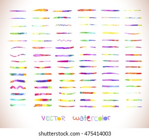 Rainbow vector brush strokes collection. Vector design elements. Colorful  watercolor brushes

