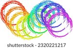 Rainbow vector circles in chalk on a white background, multicolored circles drawn in chalk on white paper. Vector illustration. EPS 10