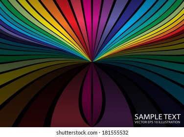 Rainbow vector color background illustration - Vector reflected color striped background illustration