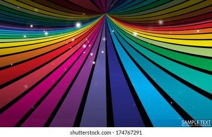 Rainbow vector color background and sparks illustration - Vector color stripes  background illustration spreading