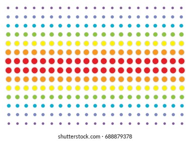 rainbow vector color halftone dots with shadows isolated on white background