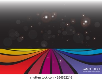 Rainbow vector color space runway background illustration - Vector colorful striped tracks illustration template