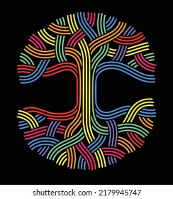 Rainbow Vector Emblem Oak tree, Tree of life Urban Style Art