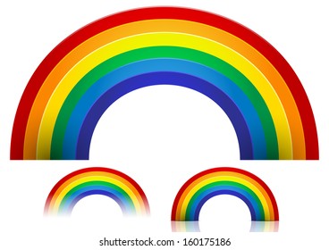 Rainbow vector with fading, reflection, shadow versions (transparency, low file size)