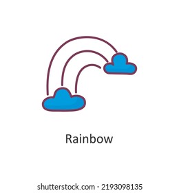 Ilustración de diseño de iconos de esquema relleno del vector arcoiris. Símbolo de la naturaleza sobre el fondo blanco Archivo EPS 10