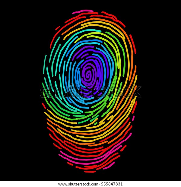 Rainbow Vector Fingerprint Sketch Hand Drawn Stock Vector Royalty Free
