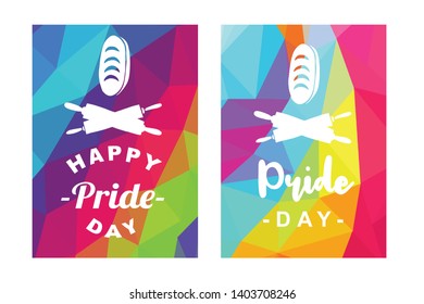 Rainbow Vector Happy Pride Day Card and Poster of Bread Food and Rolling Pin. Flat, Icon, Sign, Symbol, Object, Graphic Design, Element, Illustration for Print.