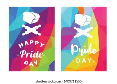 Rainbow Vector Happy Pride Day Card and Poster of Bread Food and Rolling Pin. Flat, Icon, Sign, Symbol, Object, Graphic Design, Element, Illustration for Print.