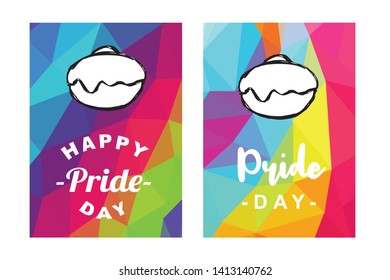 Rainbow Vector Happy Pride Day Card and Poster of Donut Fast Food. Flat, Icon, Sign, Symbol, Object, Graphic Design, Element, Illustration for Print.