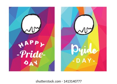 Rainbow Vector Happy Pride Day Card and Poster of Donut Fast Food. Flat, Icon, Sign, Symbol, Object, Graphic Design, Element, Illustration for Print.