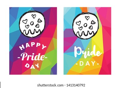 Rainbow Vector Happy Pride Day Card and Poster of Donut Fast Food. Flat, Icon, Sign, Symbol, Object, Graphic Design, Element, Illustration for Print.